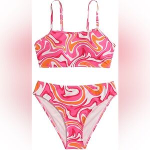 NWT Girl's Swimwear Beach Sport All Over Marble Print 2 pc